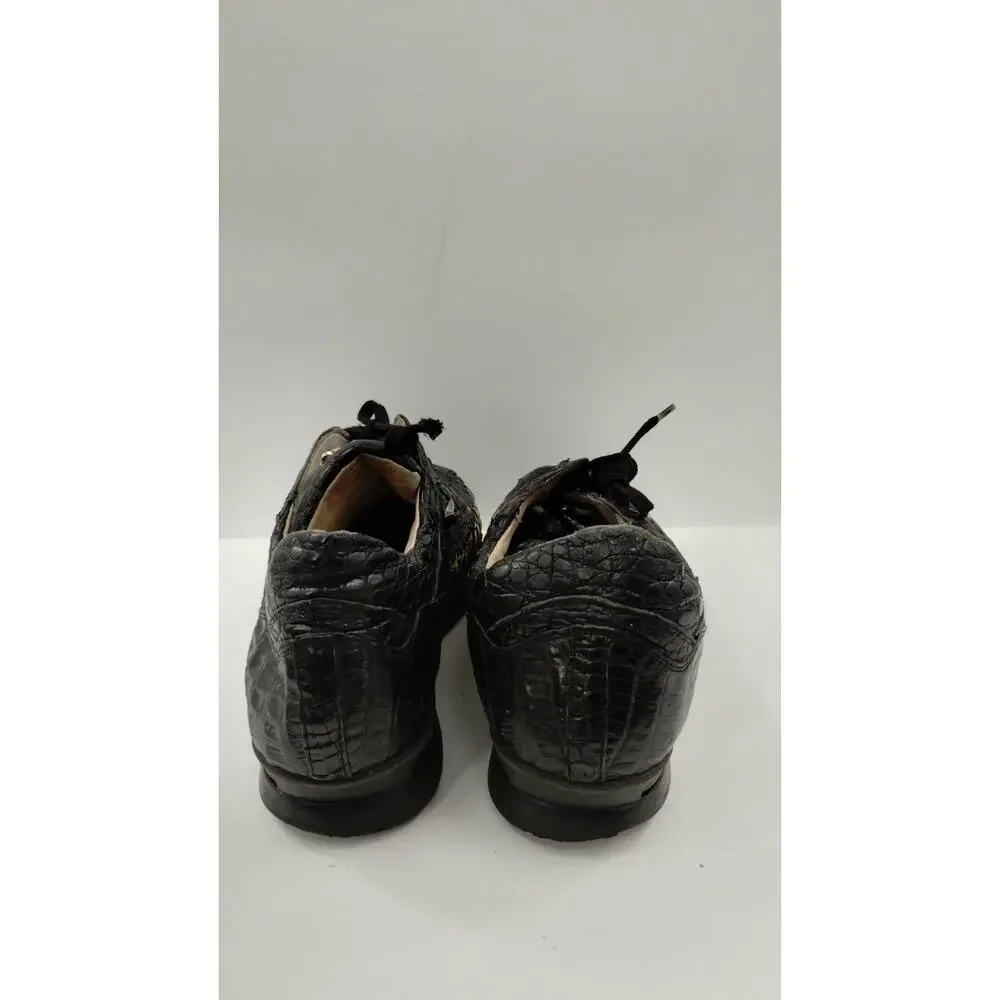 FENNIX ITALY 3044 Men's Black Alligator Hornback Crocodile Sneakers M13 CUSTOM